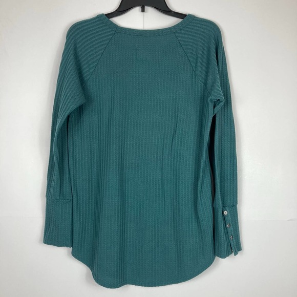 Chaser Teal Thermal Waffle Knit Sweater Pullover - Picture 3 of 8